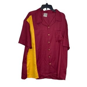 Maui Trading Co Mens Shirt Hawaiian Vintage Button-Down Maroon/Yellow Medium NWT